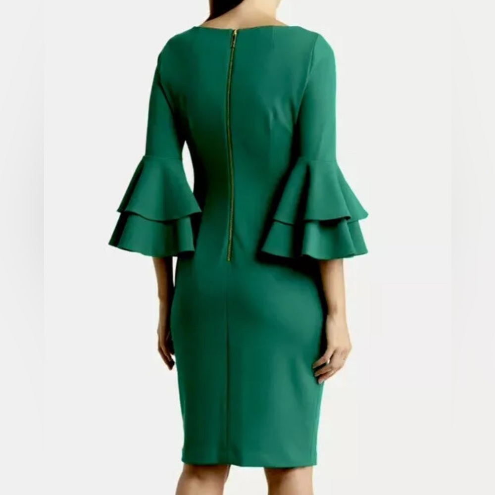 NWT CALVIN KLEIN BELL SLEEVES SHEATH DRESS - Picture 2 of 5